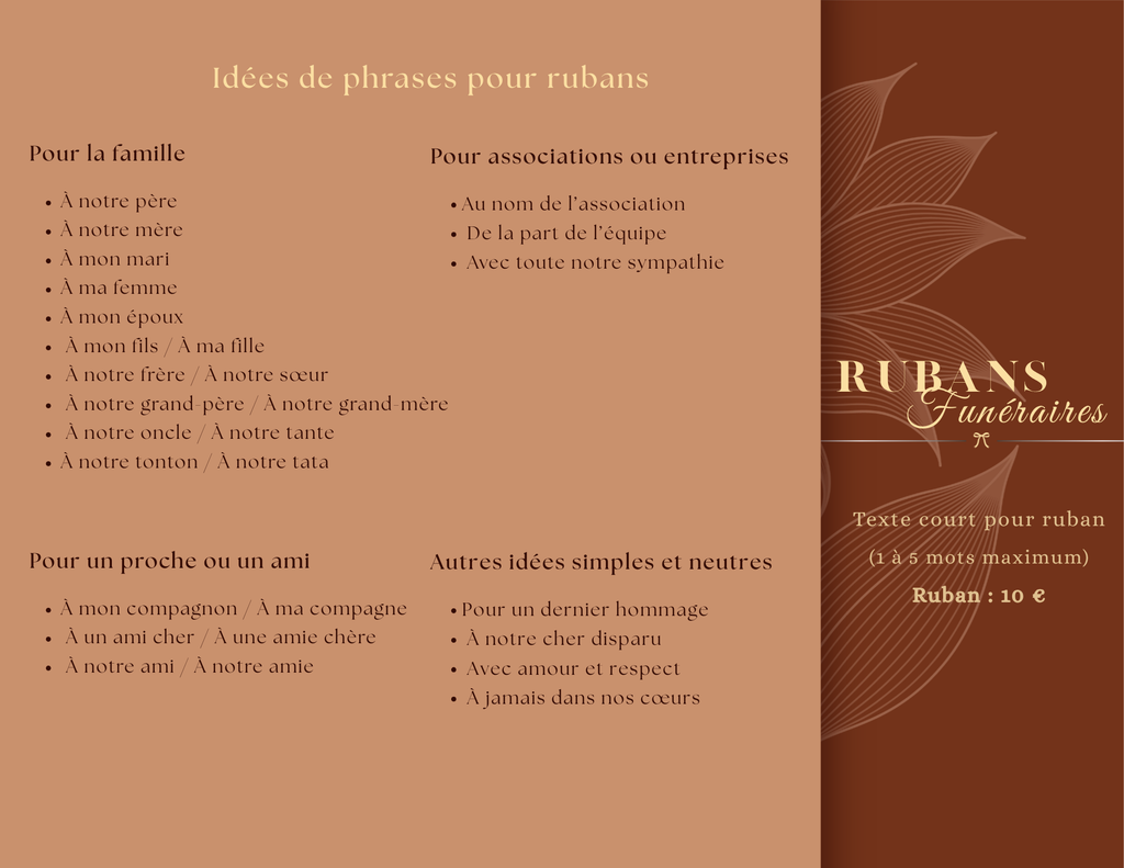 Ruban funéraire personnalisé – Blanc