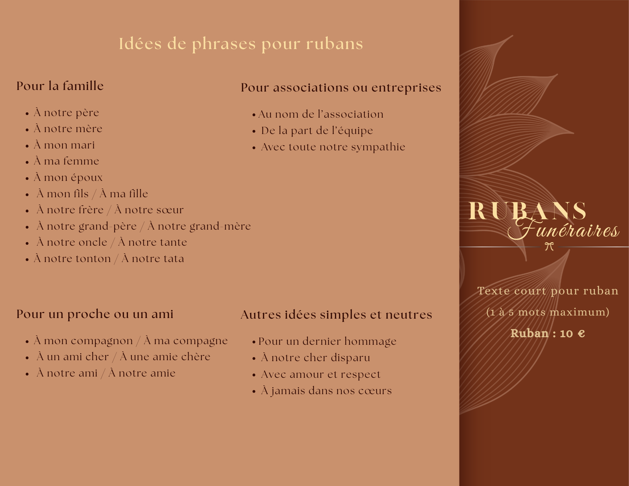 Ruban funéraire personnalisé – Blanc