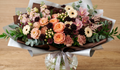 Bouquet – Rose poudré, pêche, crème, blanc et bordeaux