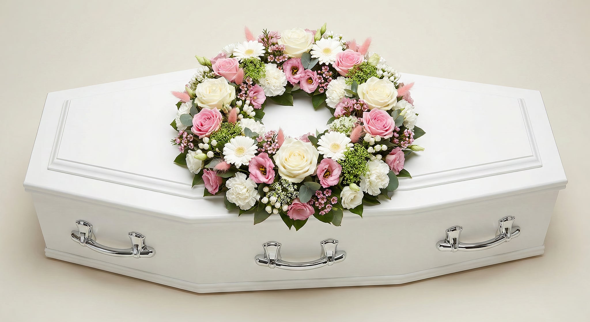Couronne florale – Gamme Enfants – Dominante blanche, touches de rose