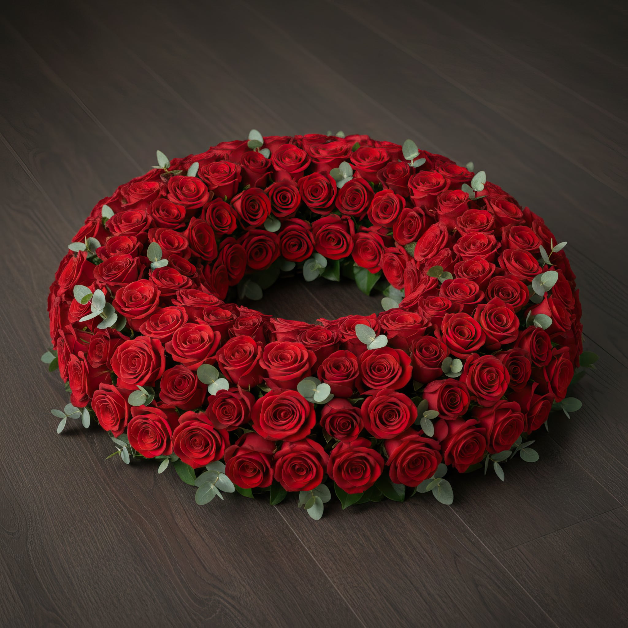 Couronne florale – Couronne exclusivement de roses rouges