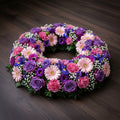Couronne florale – Dominante violette, nuances de rose et de blanc
