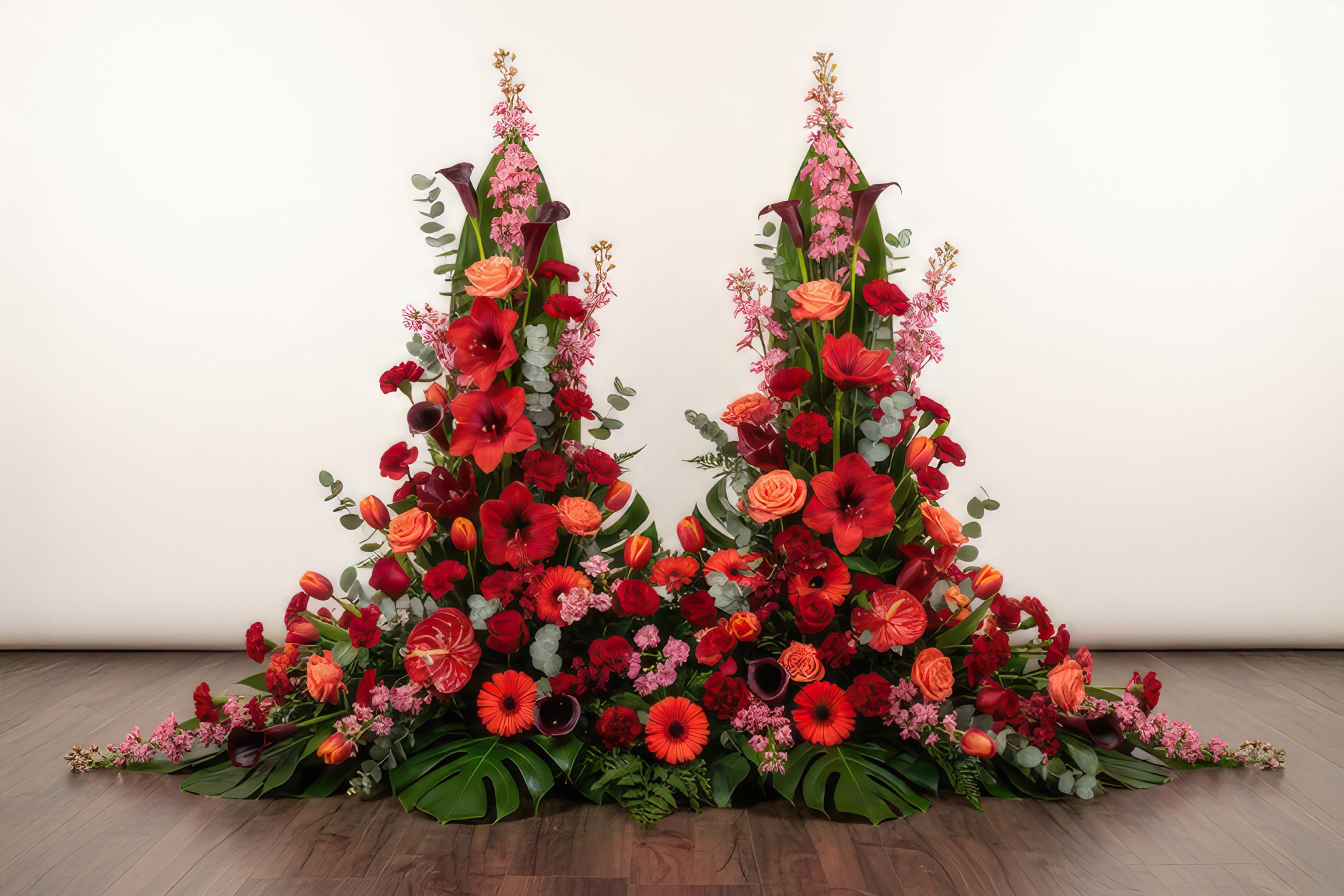 Devant de tombe – Dominante rouge, nuances d'orange et de rose
