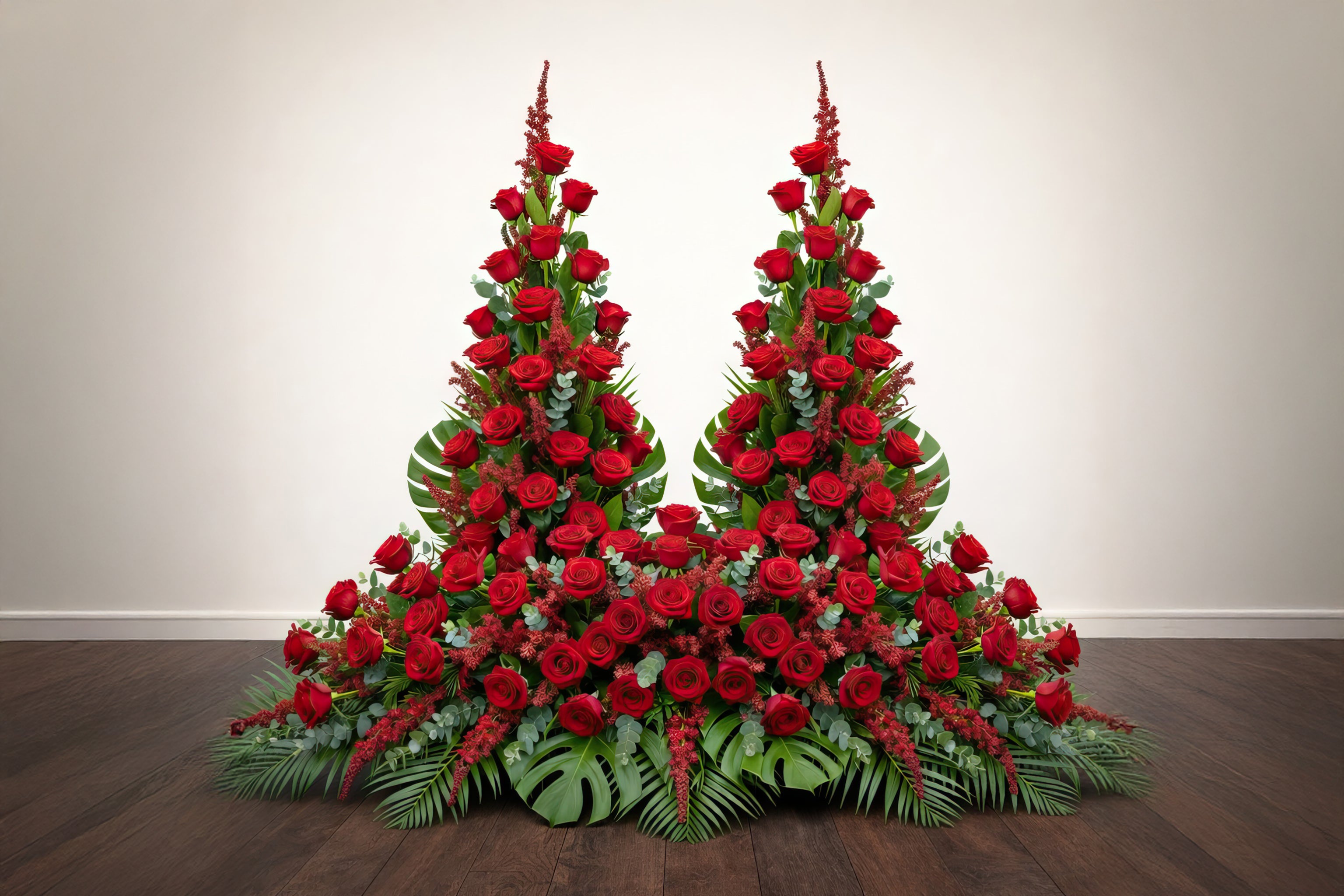 Devant de tombe – Exclusivement de roses rouges
