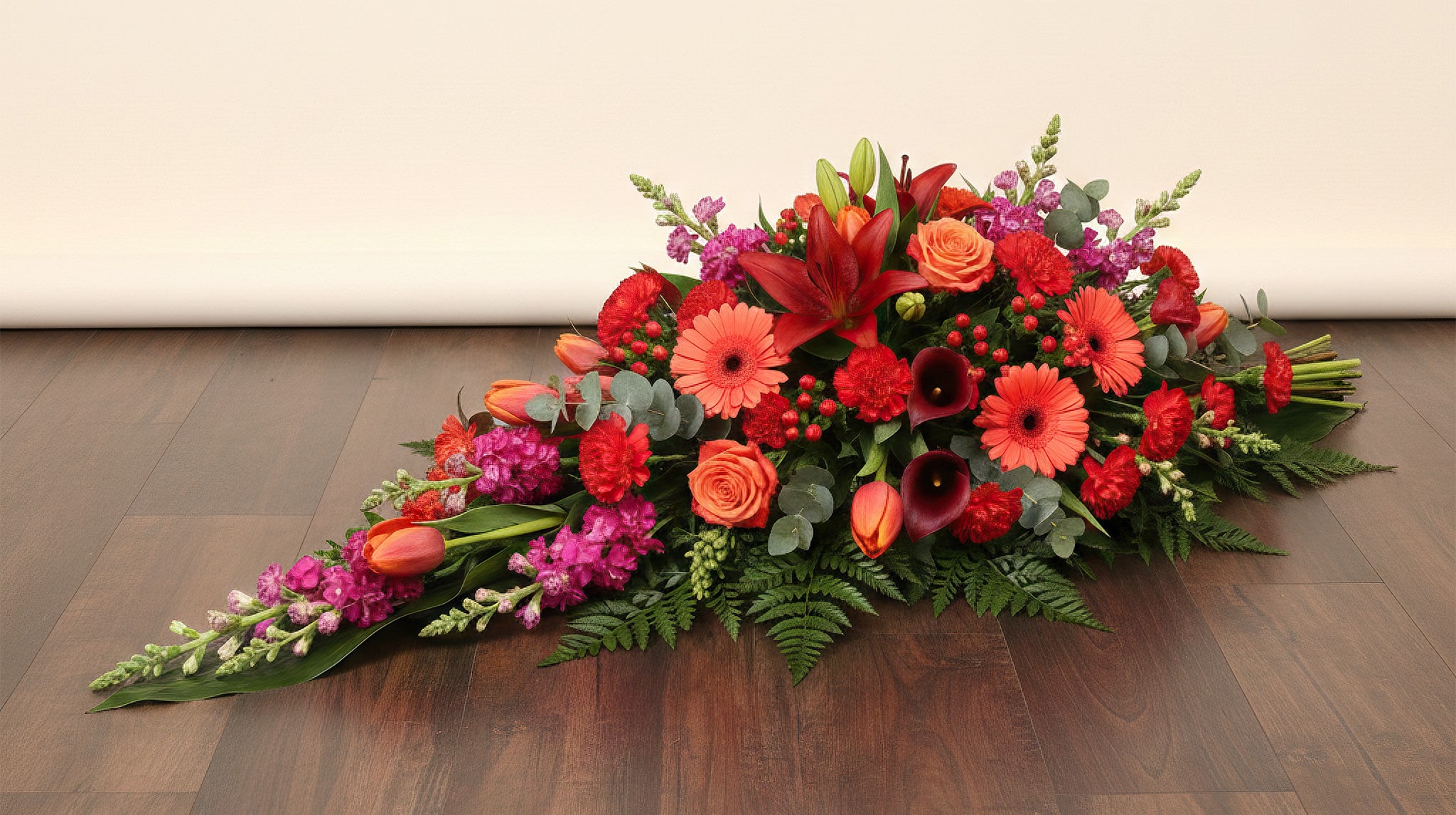 Gerbe – Tons chauds : rouge, orange et rose