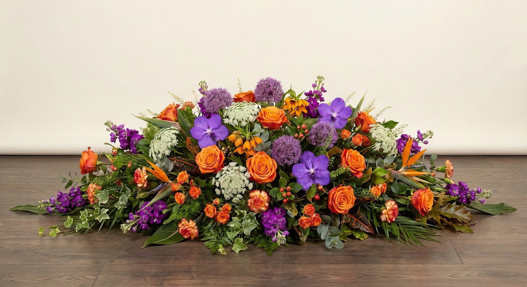 Coussin Premium – Dominante orange, nuances de violet