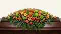 Raquette funéraire – Dominante orange, touches de vert