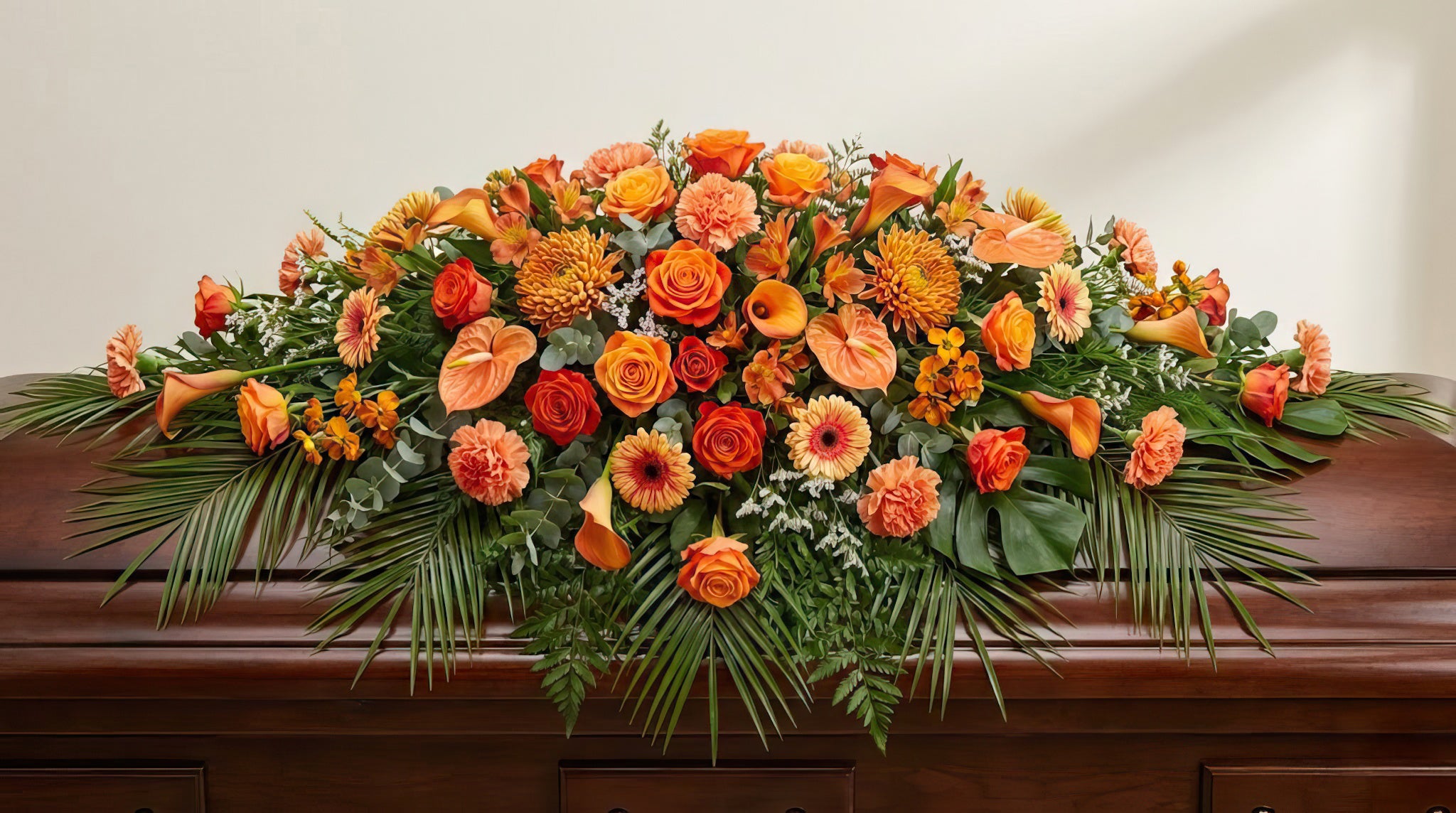 Raquette funéraire – Camaïeu d'orange
