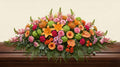 Raquette funéraire – Dominante rose, touches d'orange