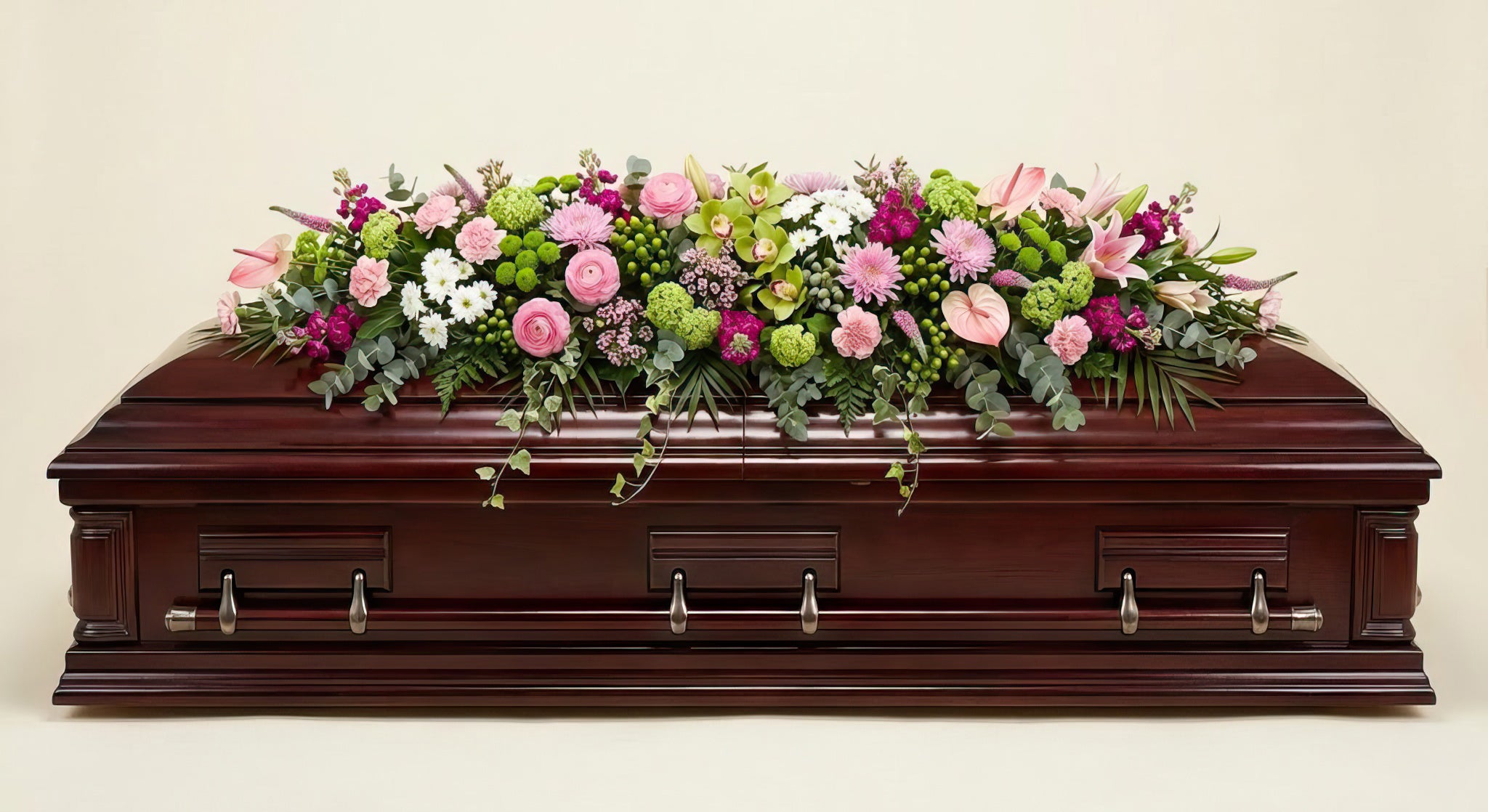 Dessus de cercueil – Dominante rose, touches de vert