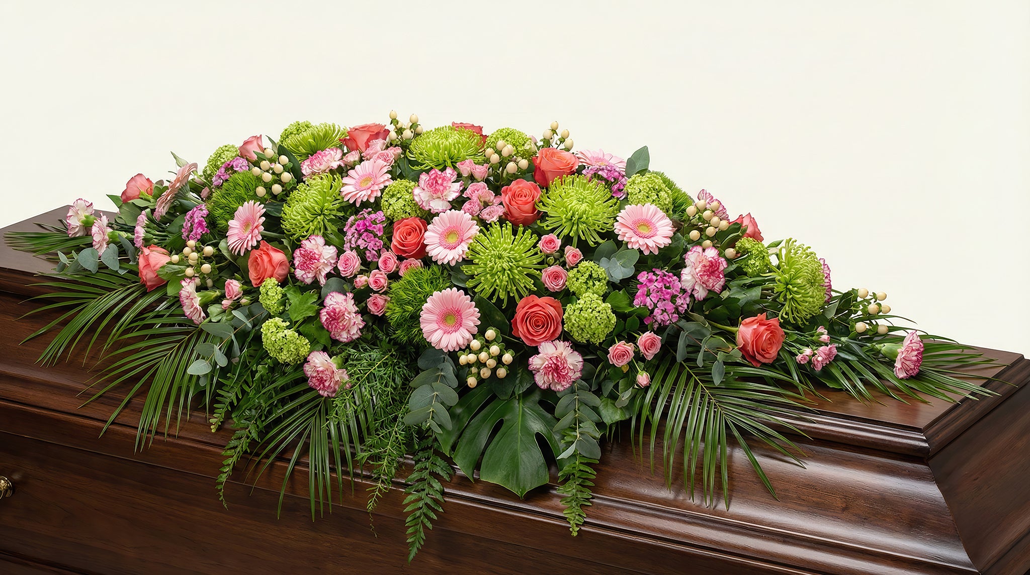Raquette funéraire – Dominante rose, touches de vert