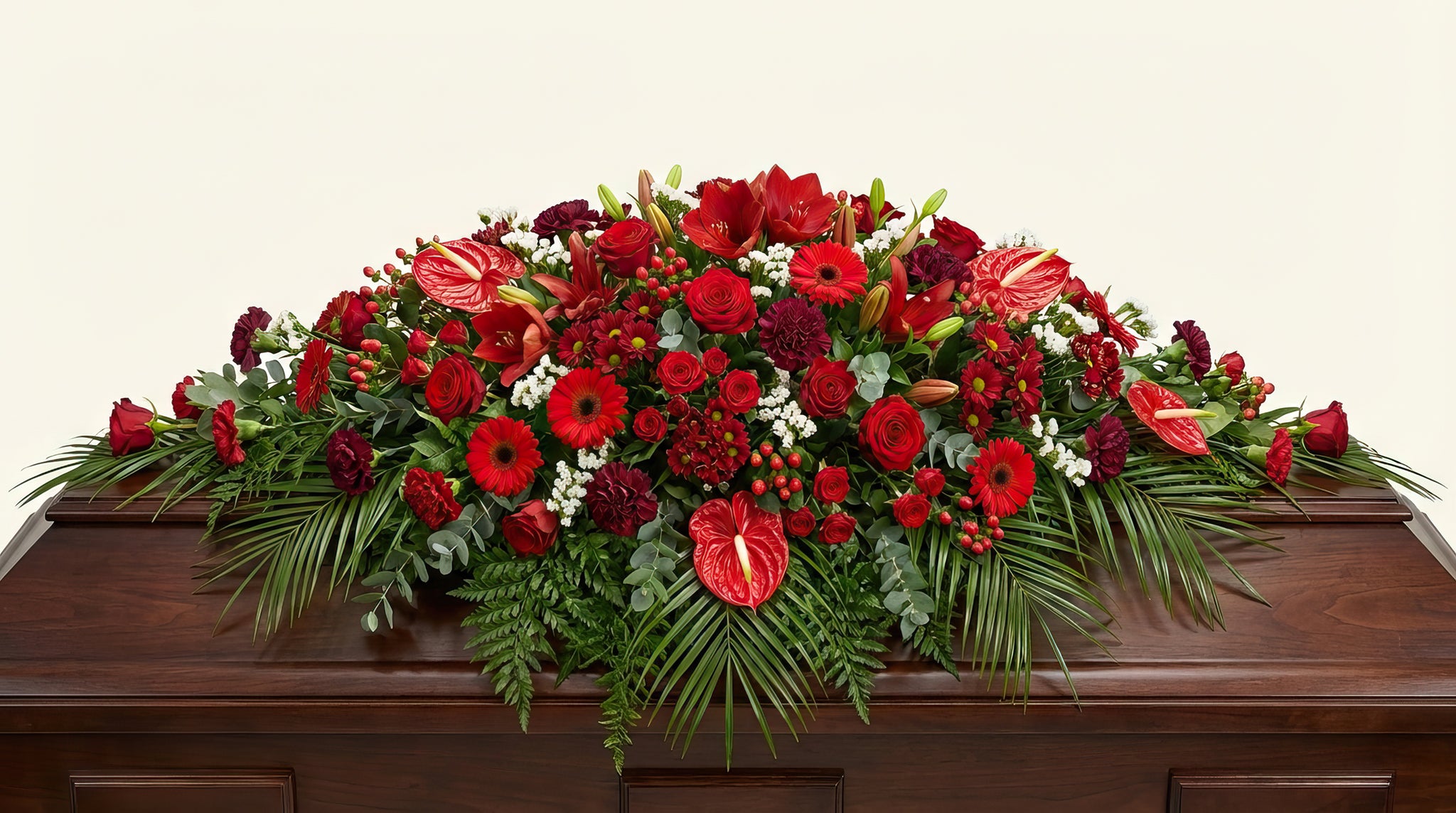 Raquette funéraire – Camaïeu de rouge