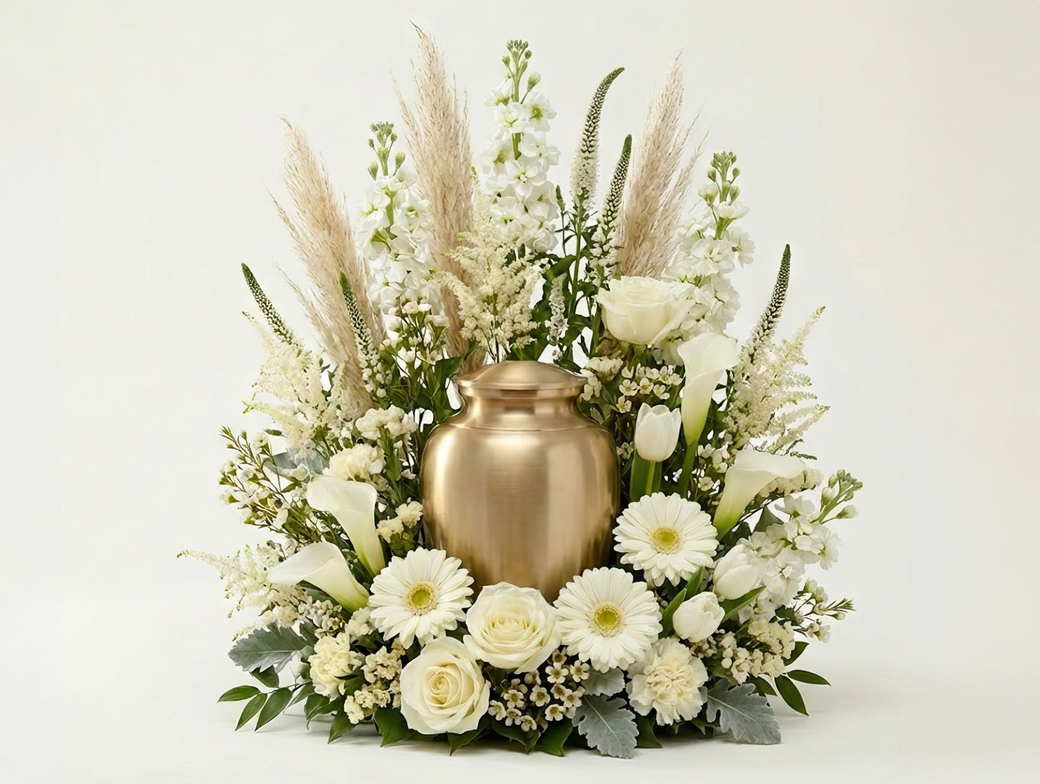 Urne florale élancée – Camaïeu de blanc