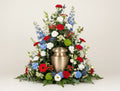 Urne florale élancée – Tricolore : dominante bleu, blanc, rouge