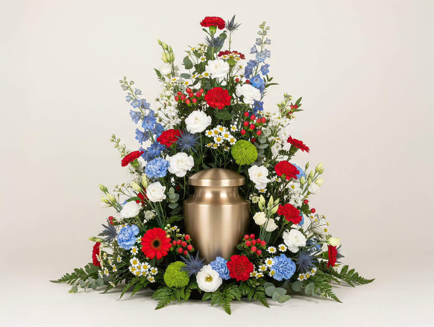 Urne florale élancée – Tricolore : dominante bleu, blanc, rouge