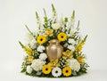 Urne florale élancée – Dominante blanche, nuances de jaune