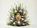 Urne florale élancée – Dominante blanche, nuances de violet