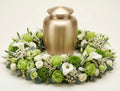 Urne florale – Dominante blanche, nuances de vert